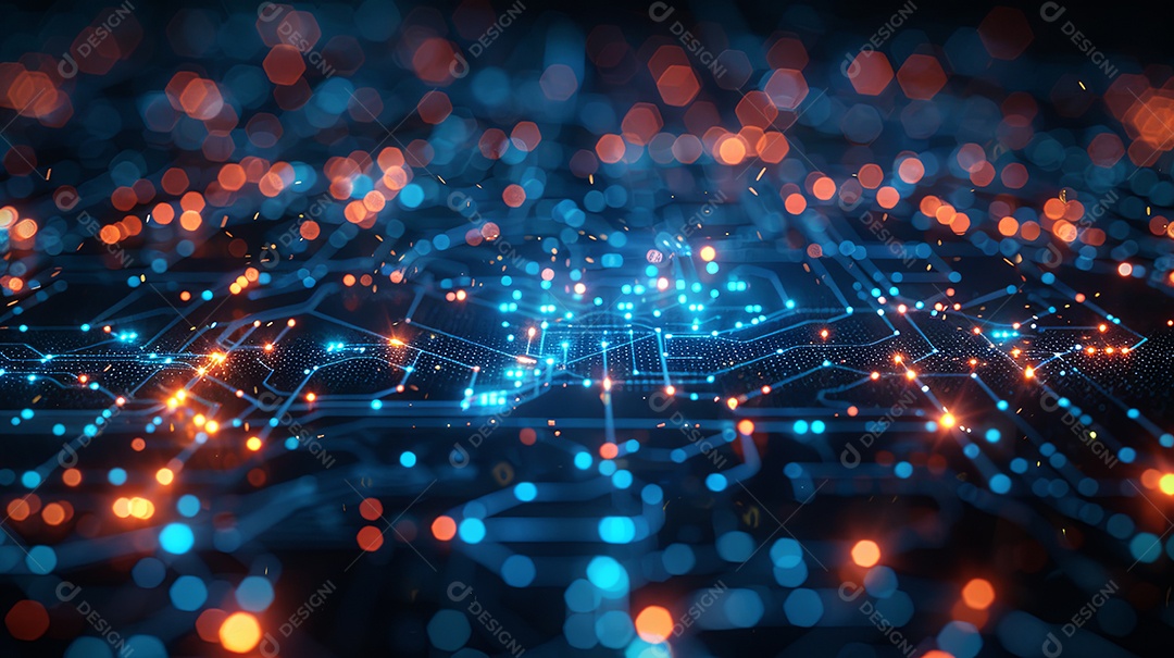 Estética e grades de ficção científica em azul mostrando vários pontos de interesse