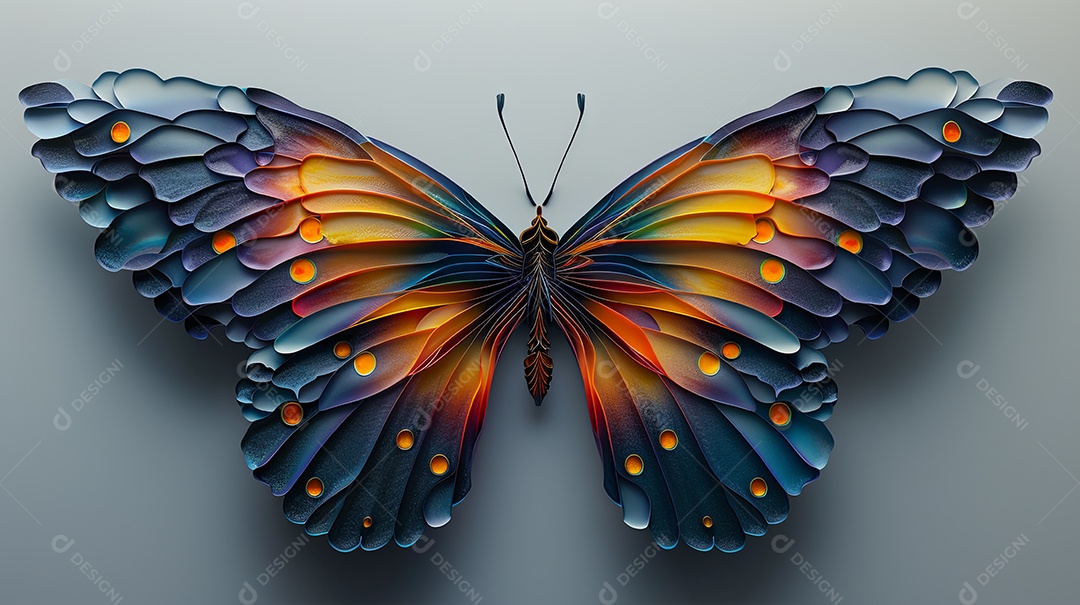 Um papel de parede de borboleta no estilo de esculturas de papel amarelo claro e roxo realista