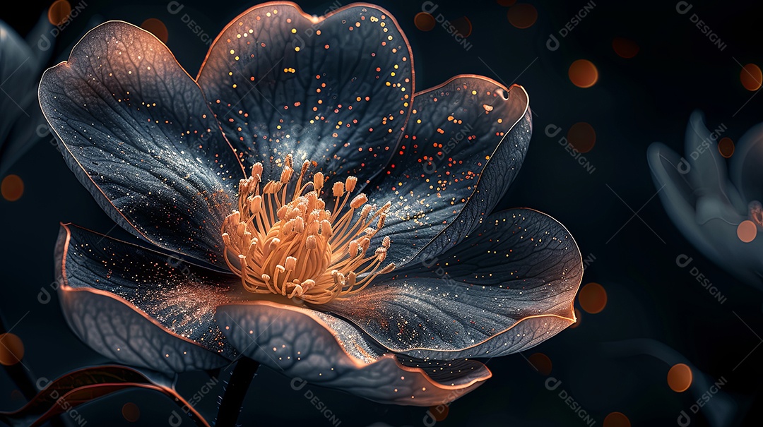 Uma delicada e mágica tatuagem de flor de magnólia preta e dourada