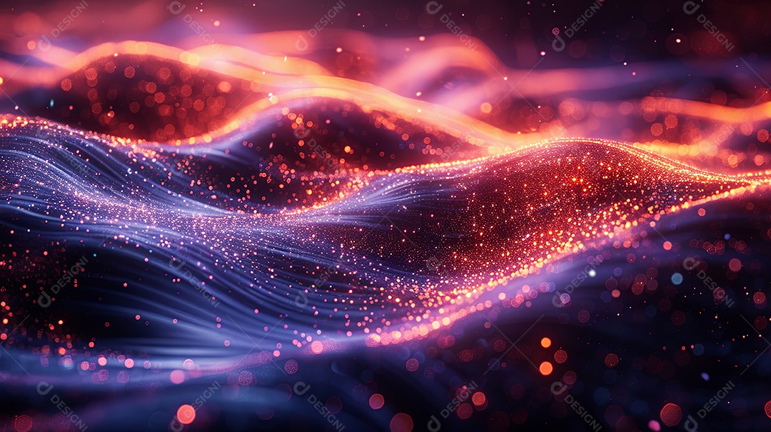 Arte digital abstrata cores vibrantes ondas e partículas dinâmicas