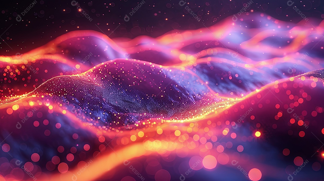 Arte digital abstrata cores vibrantes ondas e partículas dinâmicas