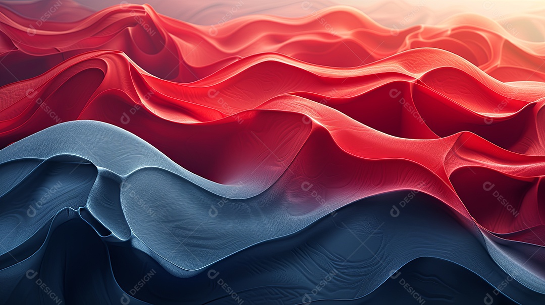 Um fundo abstrato vermelho e azul profundo com ondas ao redor estilo de paisagens realistas