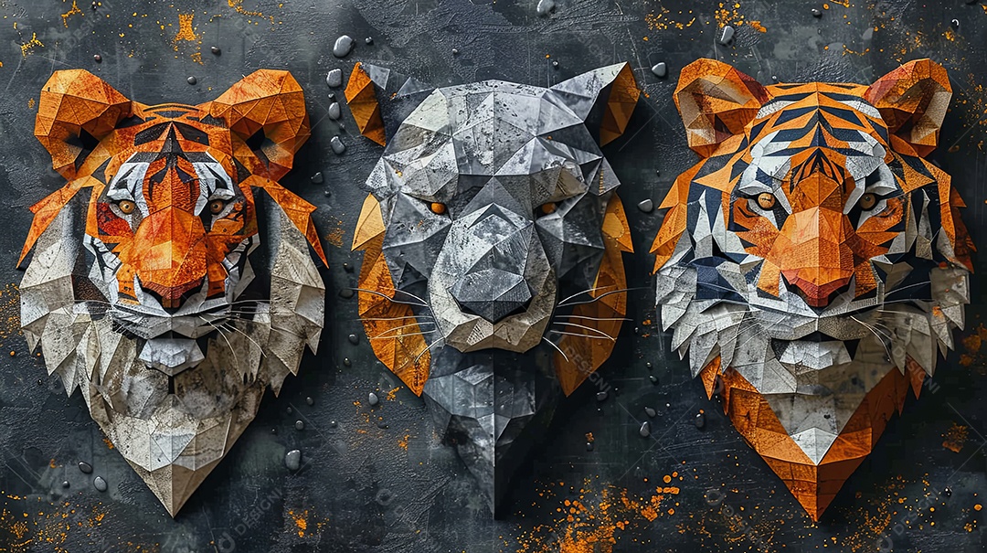 Logotipo leão e tigre minimalismo figura simples