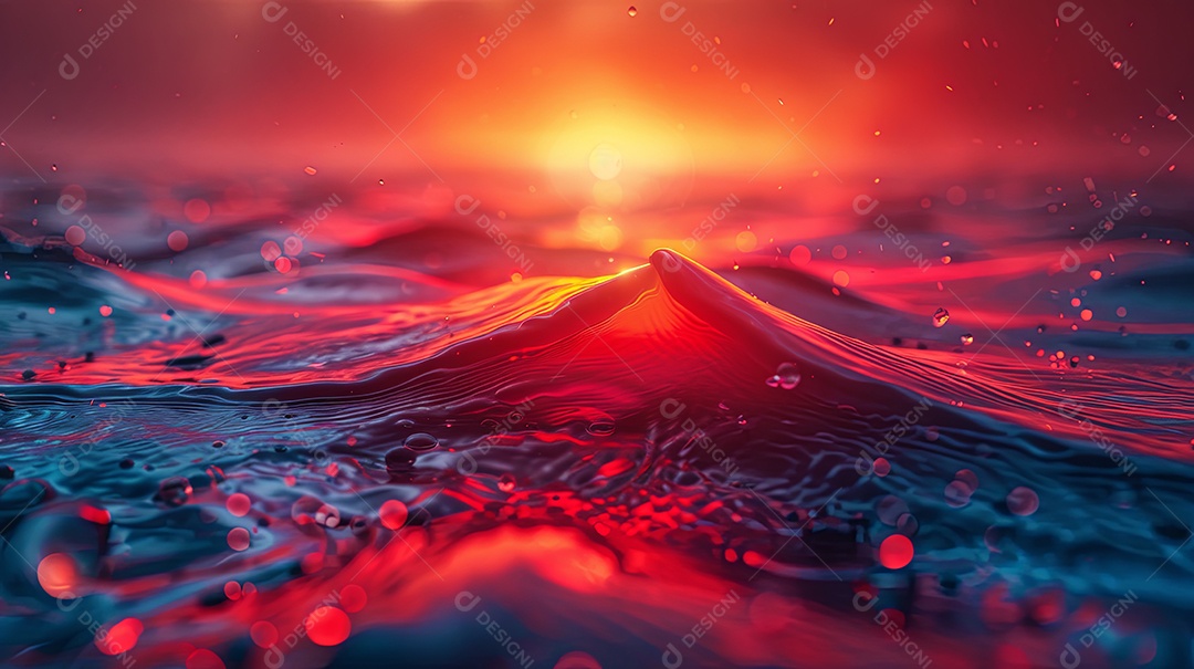 Textura de ondas do mar com por do sol