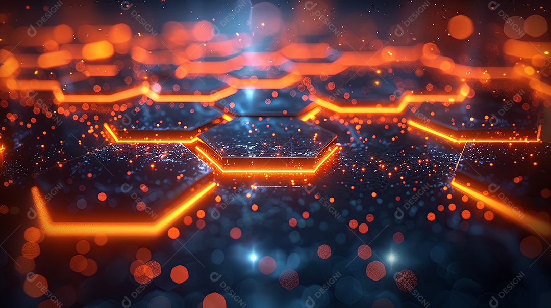 Grade preta em favo de mel com brilho laranja profundo