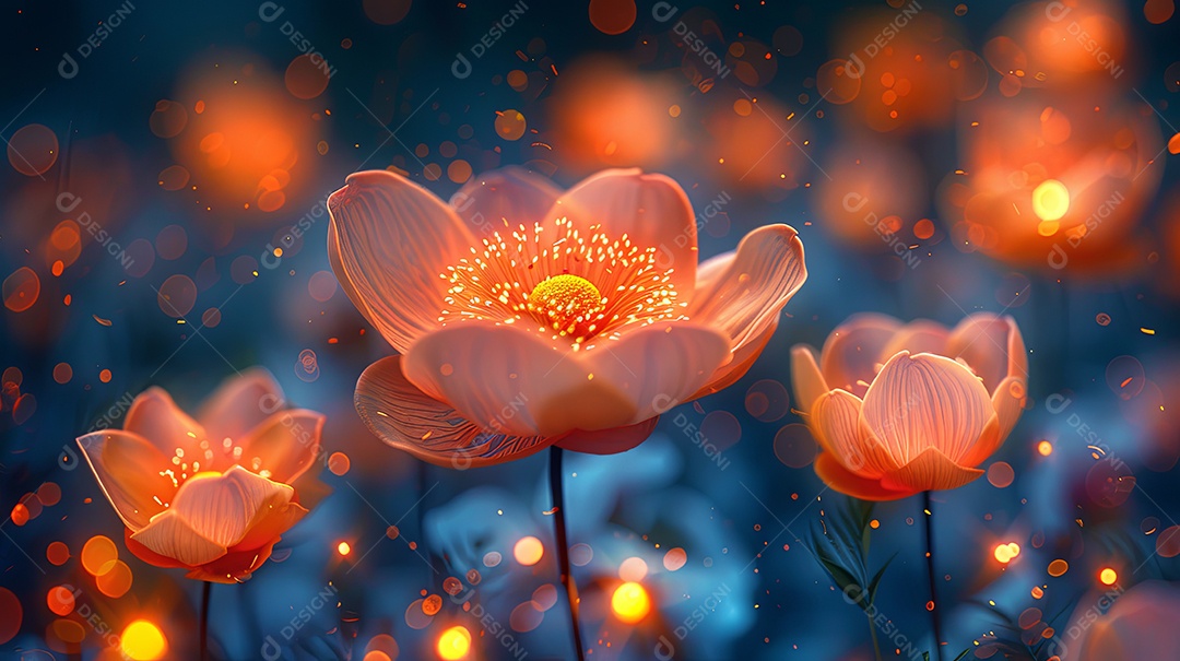 Flores desabrochando contra a escuridão azul papéis de parede