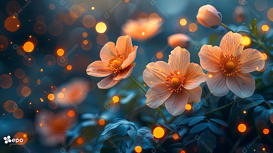 Flores desabrochando contra a escuridão azul papéis de parede