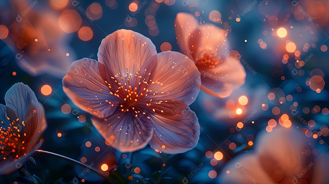 Flores desabrochando contra a escuridão azul papéis de parede