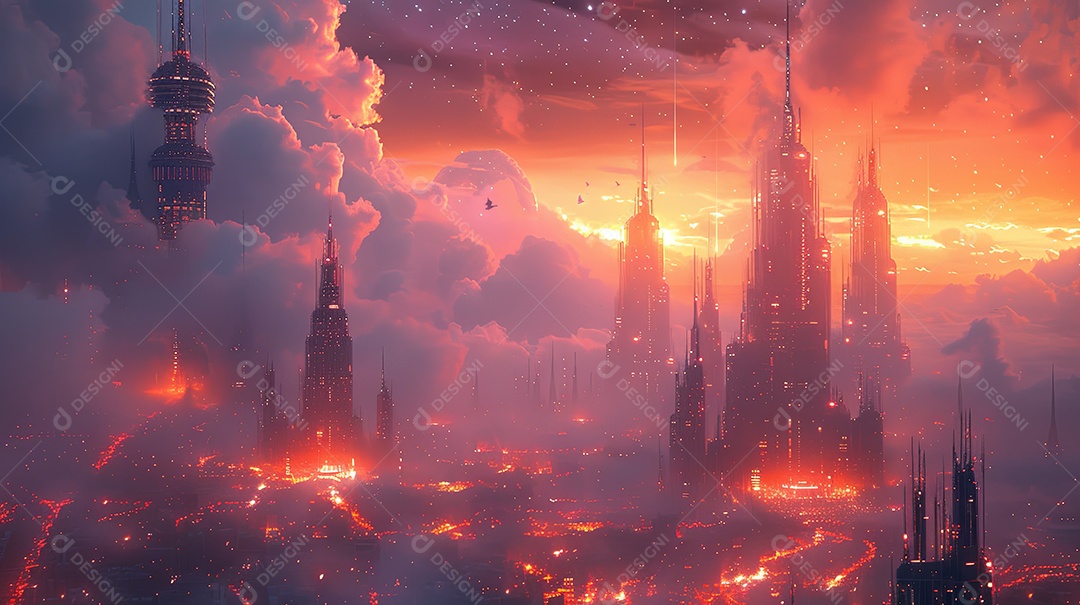 Serviços de desenvolvimento de cena tecnológica colorida