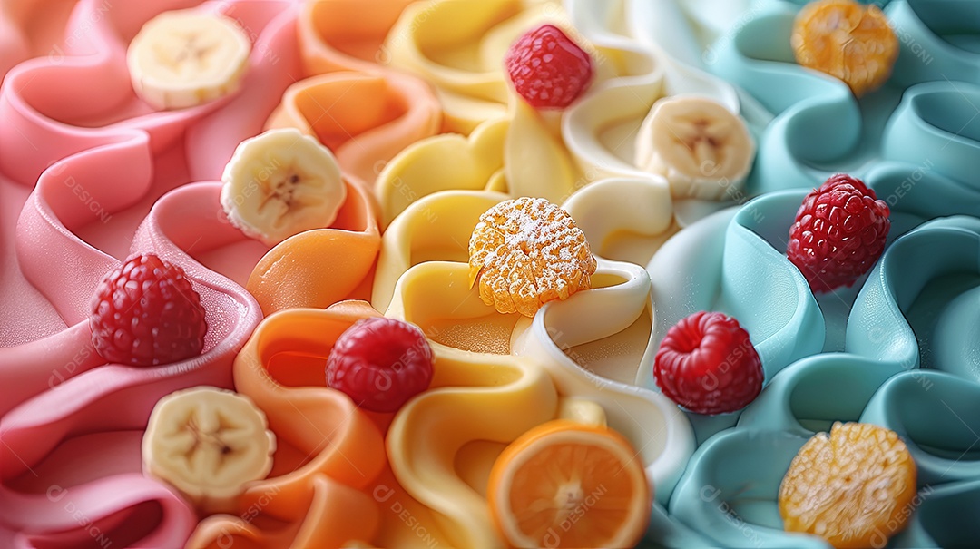 Creme de confeiteiro doce colorido com frutas