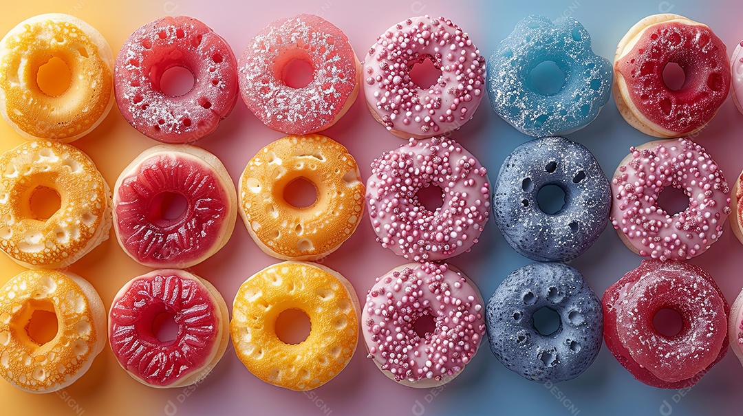 Donuts deliciosos e coloridos