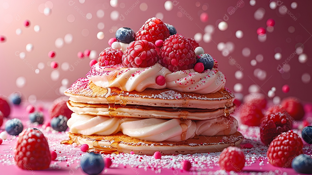 Mini panquecas de frutas vermelhas