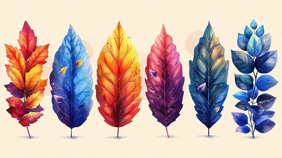 Rascunho de design de folha colorida em estilo cartoon