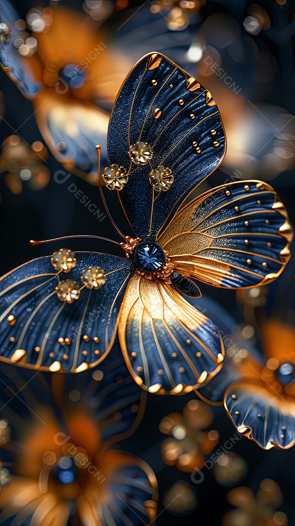 Detalhes pintados à mão macro de borboletas delicadas capturando claramente