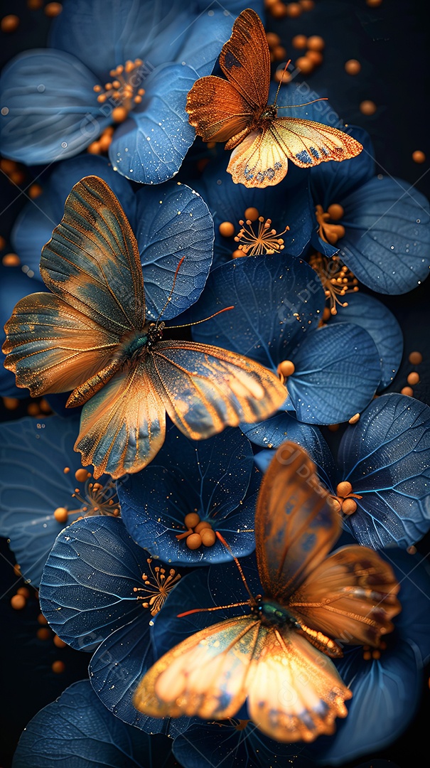 Detalhes pintados à mão macro de borboletas delicadas capturando claramente