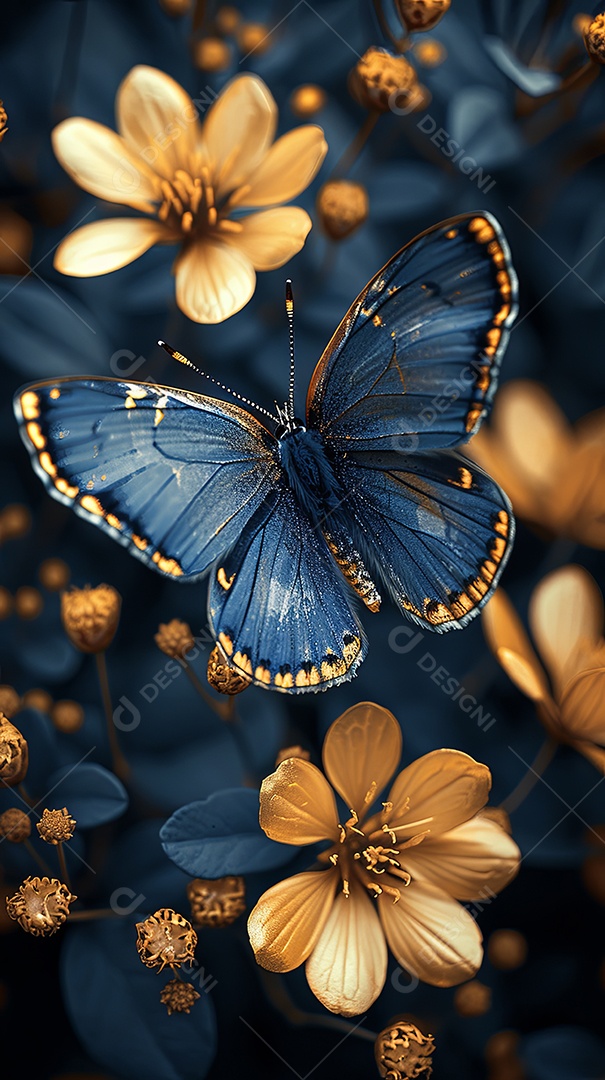 Detalhes pintados à mão macro de borboletas delicadas capturando claramente