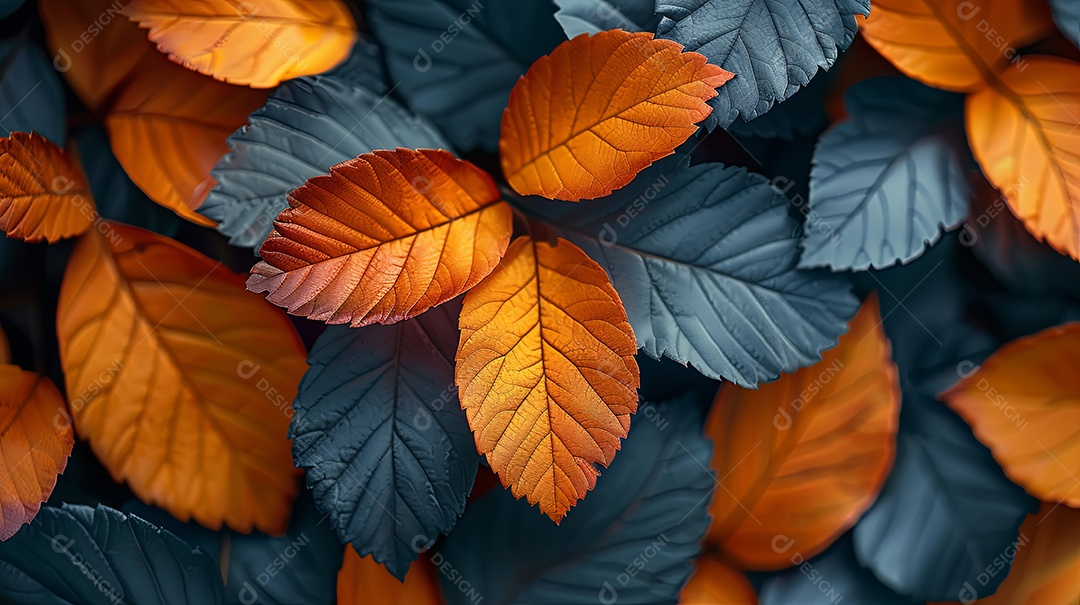 Folhas com fotos realistas paletas de cores quentes alta qualidade