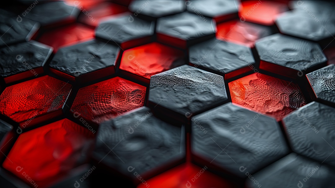 Fundo geométrico hexagonal cinza e vermelho liso