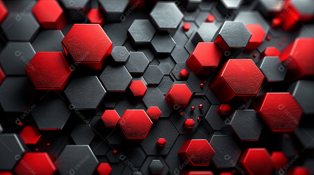 Fundo geométrico hexagonal cinza e vermelho liso