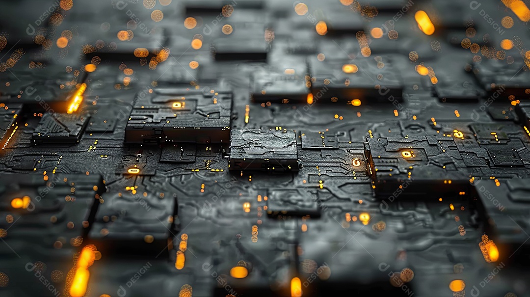 Fundo tecnológico cinza com elementos amarelos