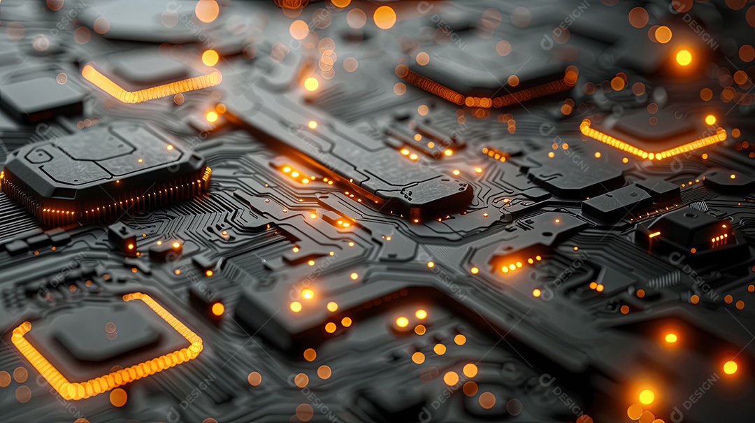 Fundo tecnológico cinza com elementos amarelos