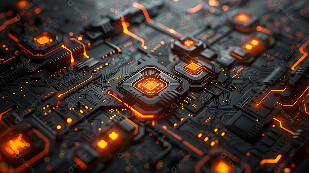 Fundo tecnológico cinza com elementos amarelos