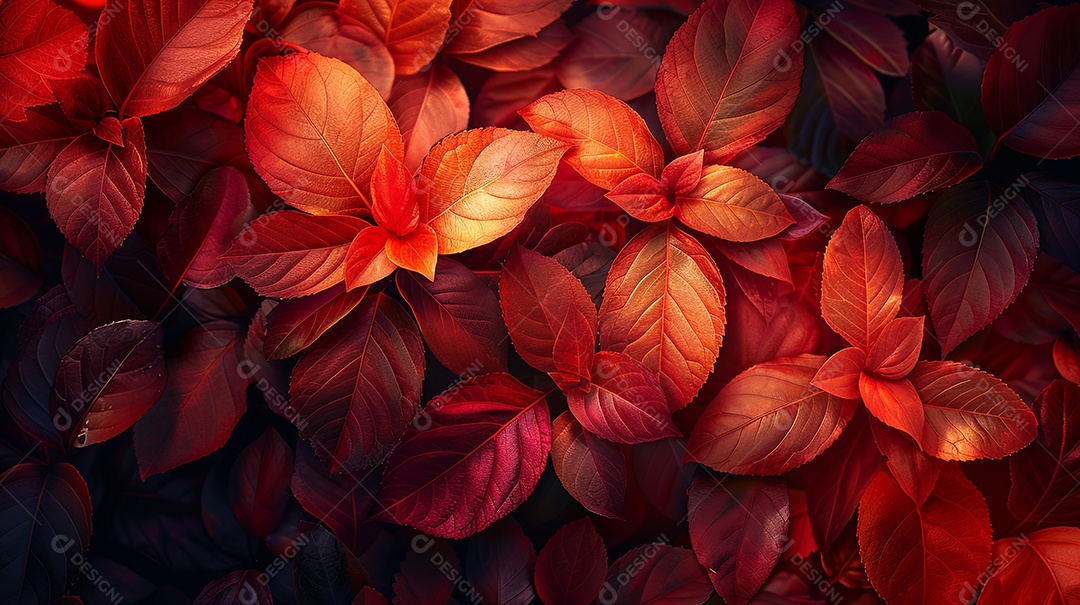 Folhas com fotos realistas paletas de cores quentes alta qualidade