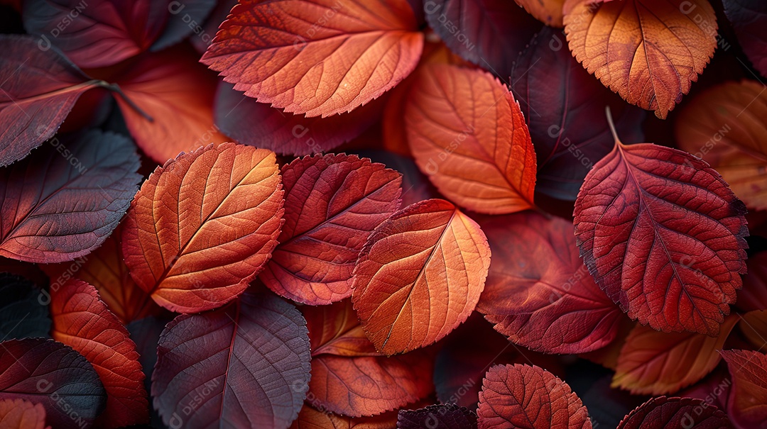 Folhas com fotos realistas paletas de cores quentes alta qualidade