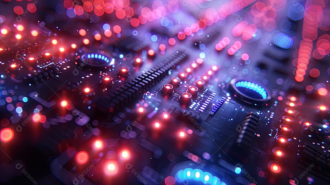 Detalhe do painel LED flutuante de ficção científica