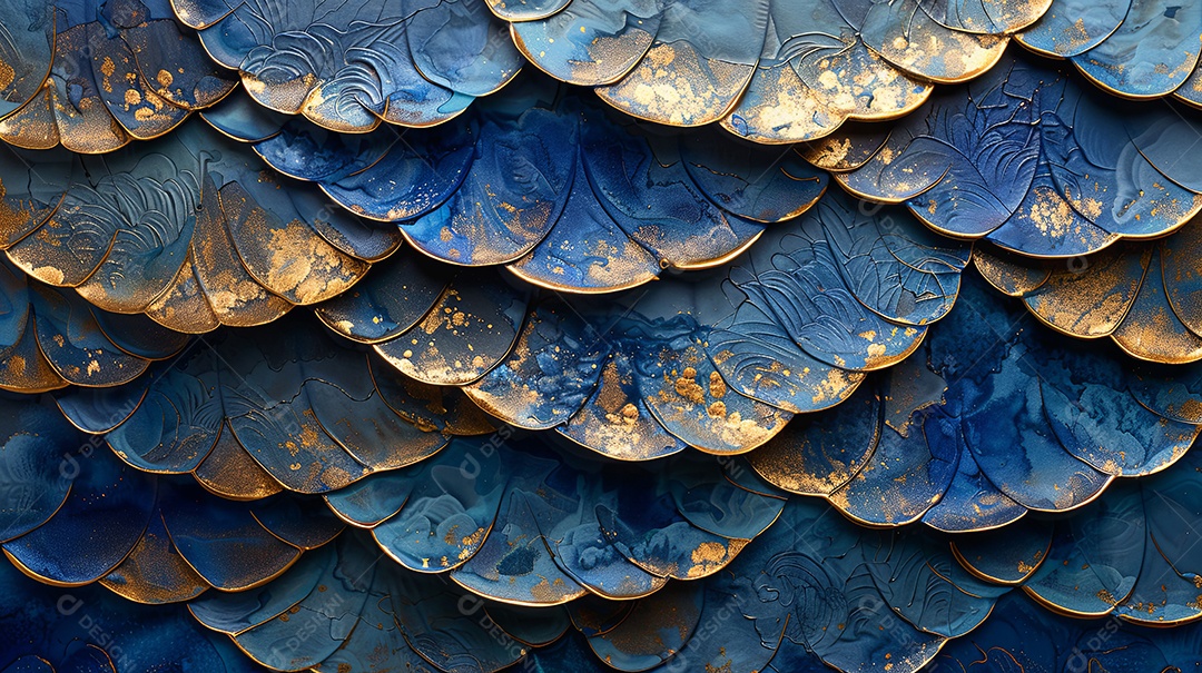 Textura de tinta alcoólica azul e dourado