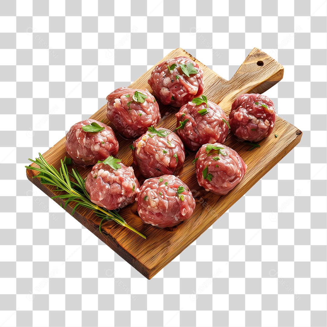 Almôndegas Carne Moída Tábua de Madeira PNG Transparente