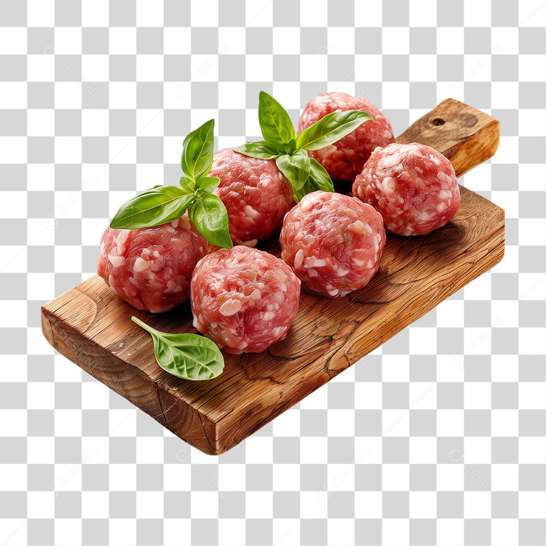 Almôndegas Carne Moída Tábua de Madeira PNG Transparente