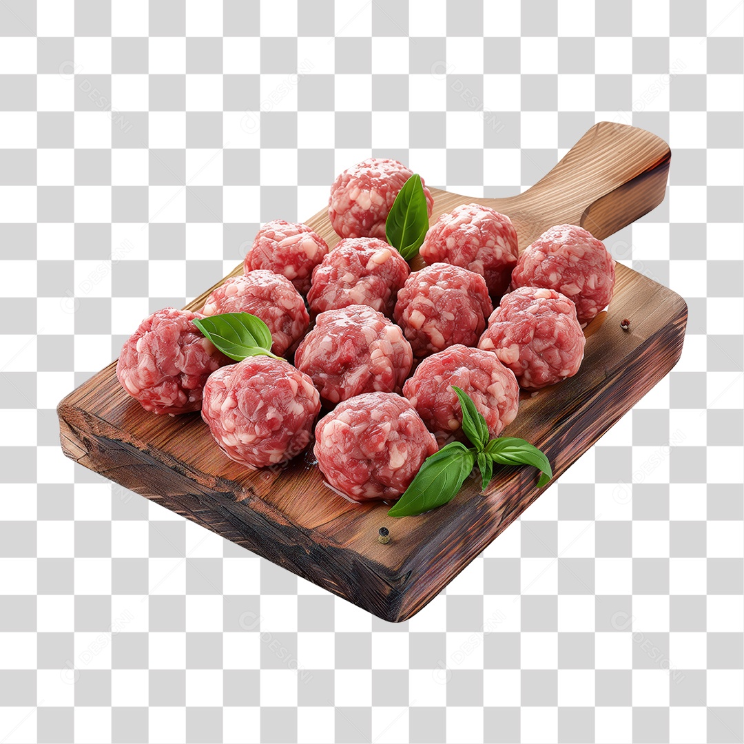 Almôndegas Carne Moída Tábua de Madeira PNG Transparente