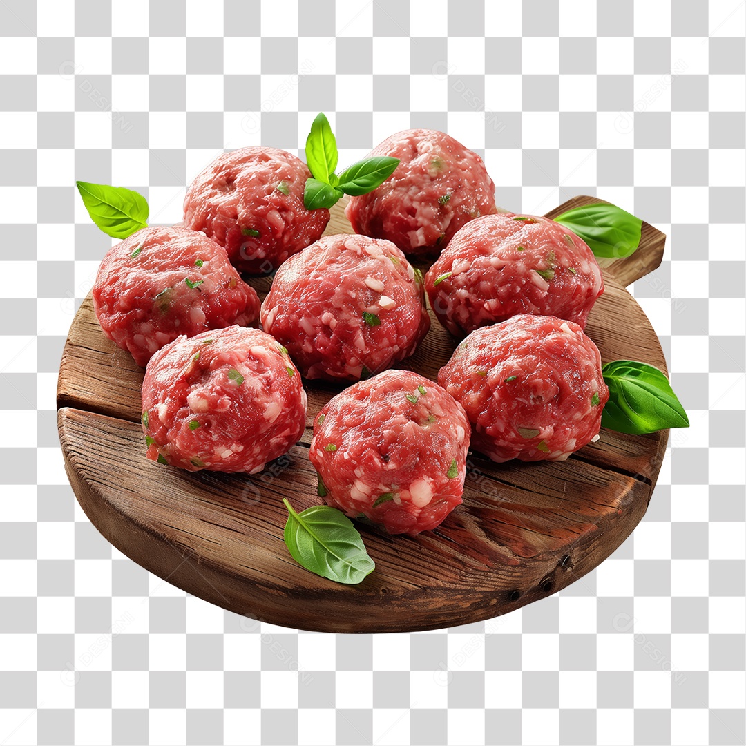 Almôndegas Carne Moída Tábua de Madeira PNG Transparente