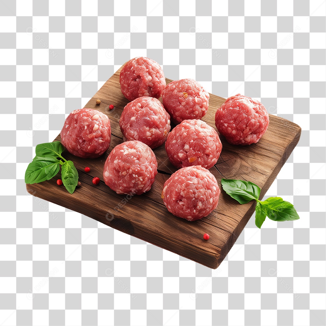 Almôndegas Carne Moída Tábua de Madeira PNG Transparente