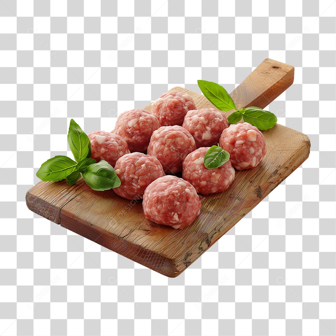 Almôndegas Carne Moída Tábua de Madeira PNG Transparente