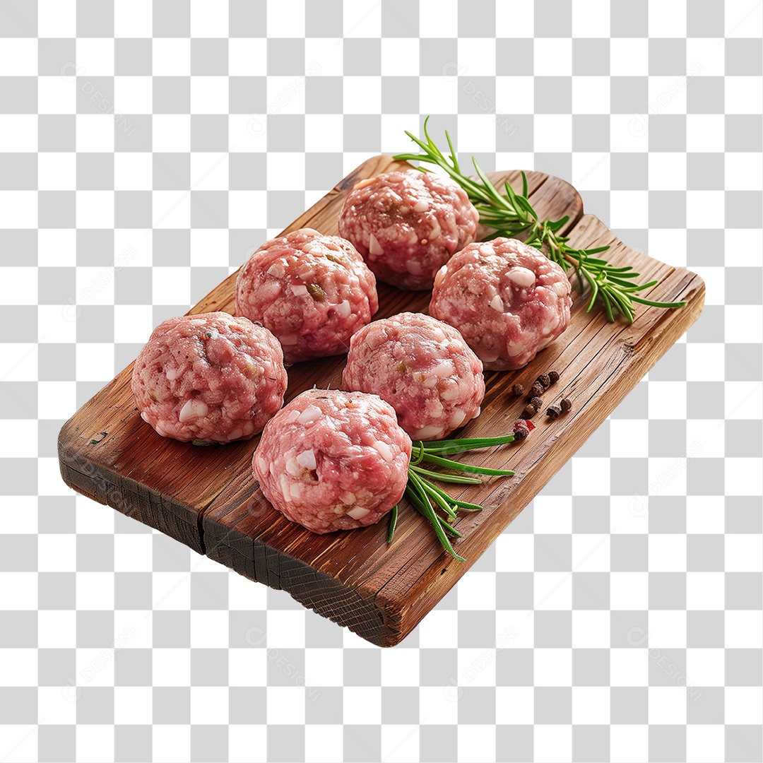 Almôndegas Carne Moída Tábua de Madeira PNG Transparente