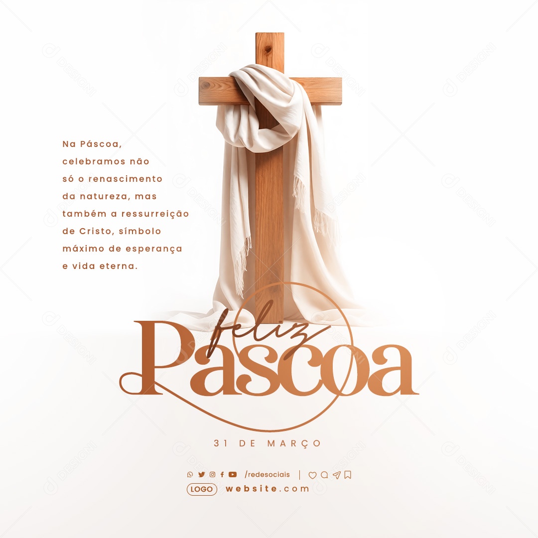 Páscoa 31 de Março Celebramos não só o Renascimento da Natureza  Social Media PSD Editável