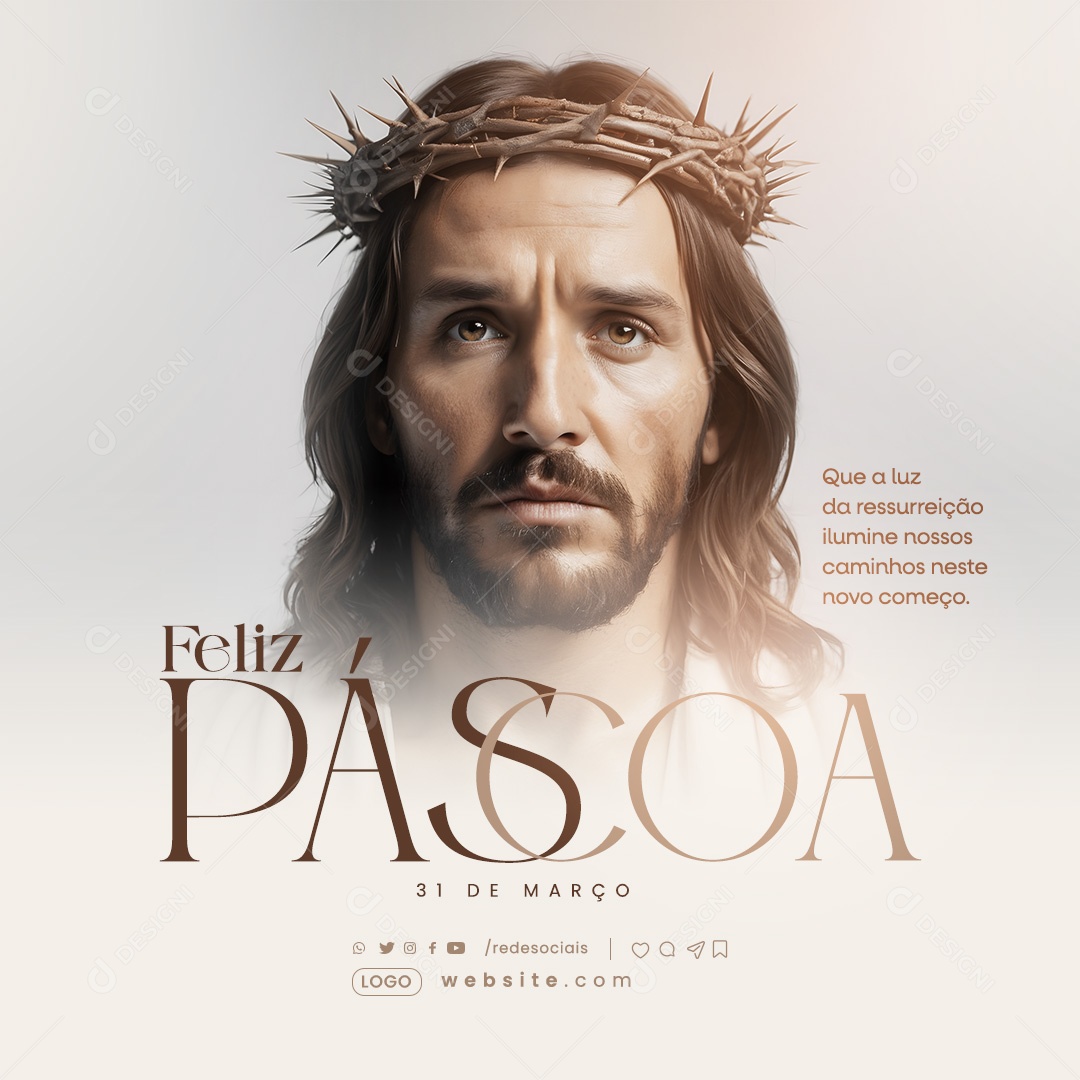 Feliz Páscoa 31 de Março Social Media PSD Editável