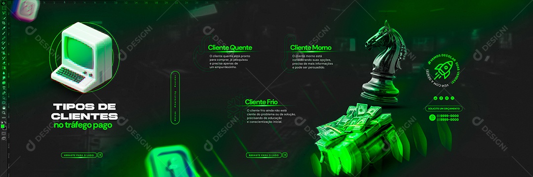 Carrossel Marketing Digital Tipo de Cliente no Tráfego Pago Social Media PSD Editável