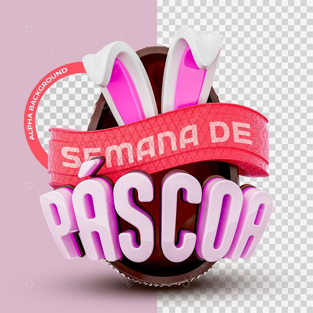 Semana de Páscoa Selo 3D para Composição PSD