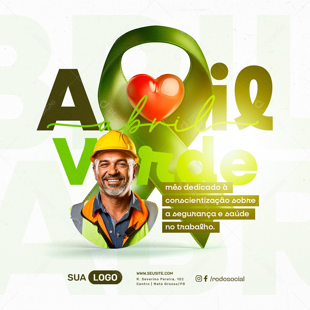 Social Media Abril Verde Mês Dedicado à Conscientização Sobre a Segurança PSD Editável