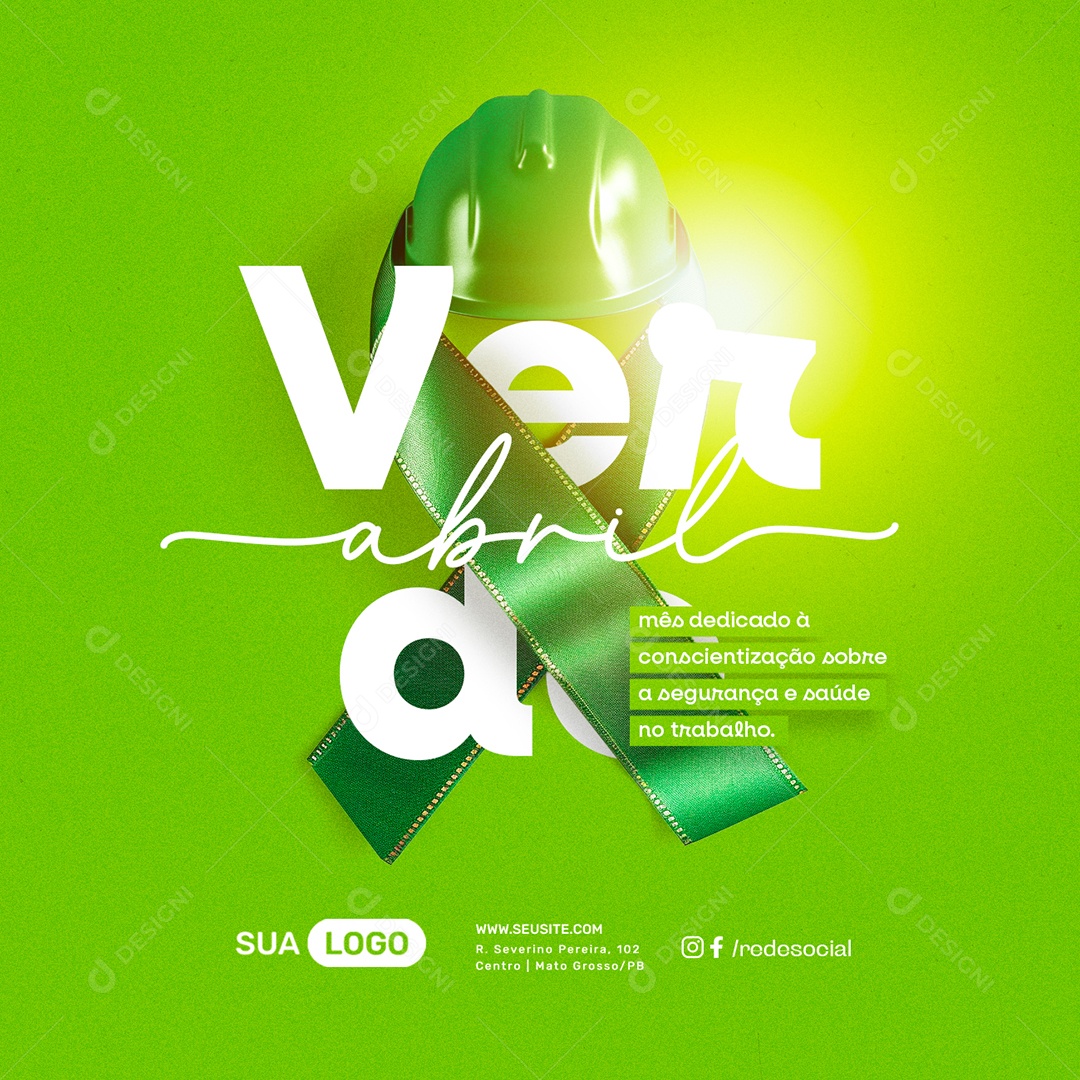 Abril Verde Mês Dedicado à Conscientização Sobre a Segurança Social Media PSD Editável