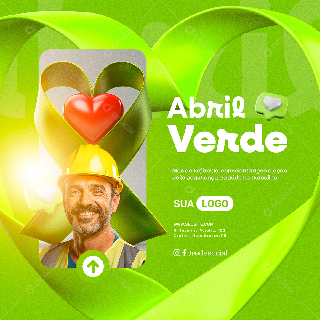 Abril Verde Mês de Reflexão Conscientização e Ação pela Segurança Social Media PSD Editável