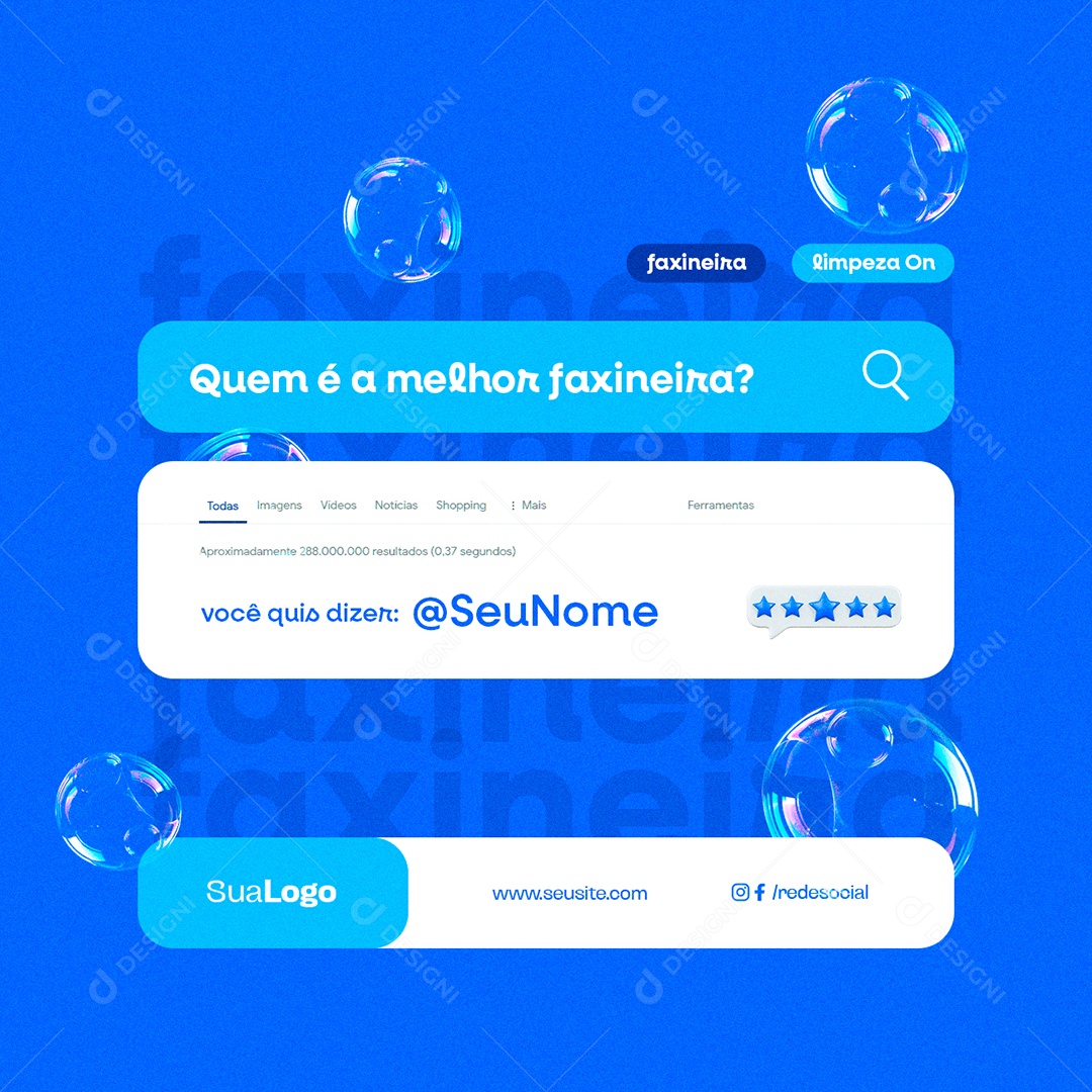 Quem é a Melhor Faxineira Social Media PSD Editável
