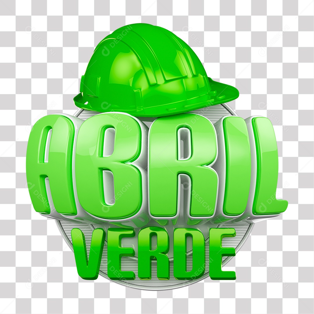 Abril Verde Selo 3D Verde e Branco para Composição PNG Transparente