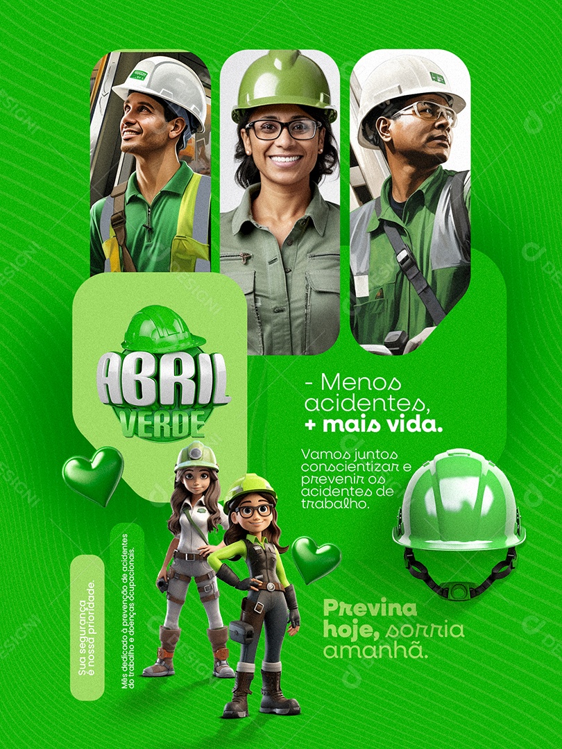 Abril Verde Encarte Menos Acidentes Mais Vida Social Media PSD Editável