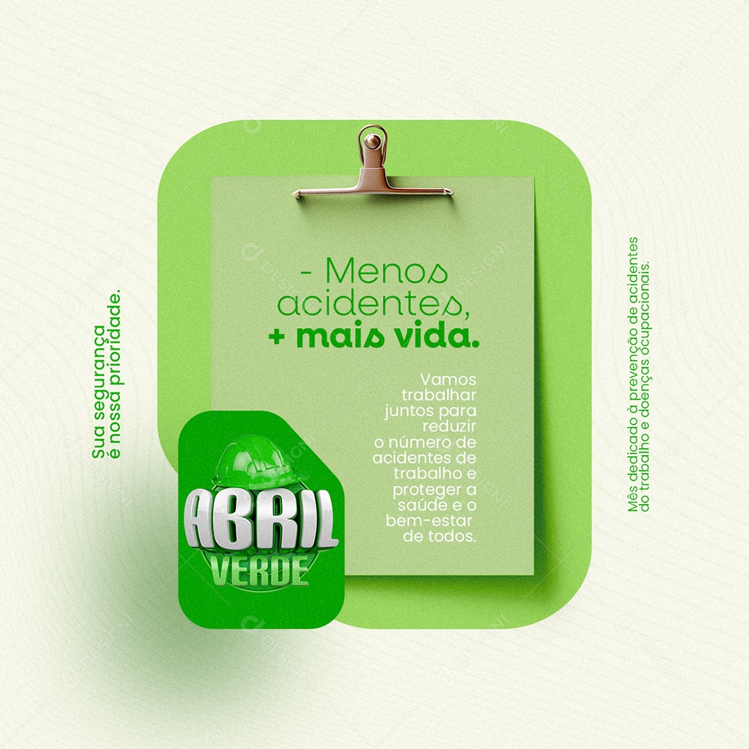 Abril Verde Menos Acidentes Mais Vida Social Media PSD Editável