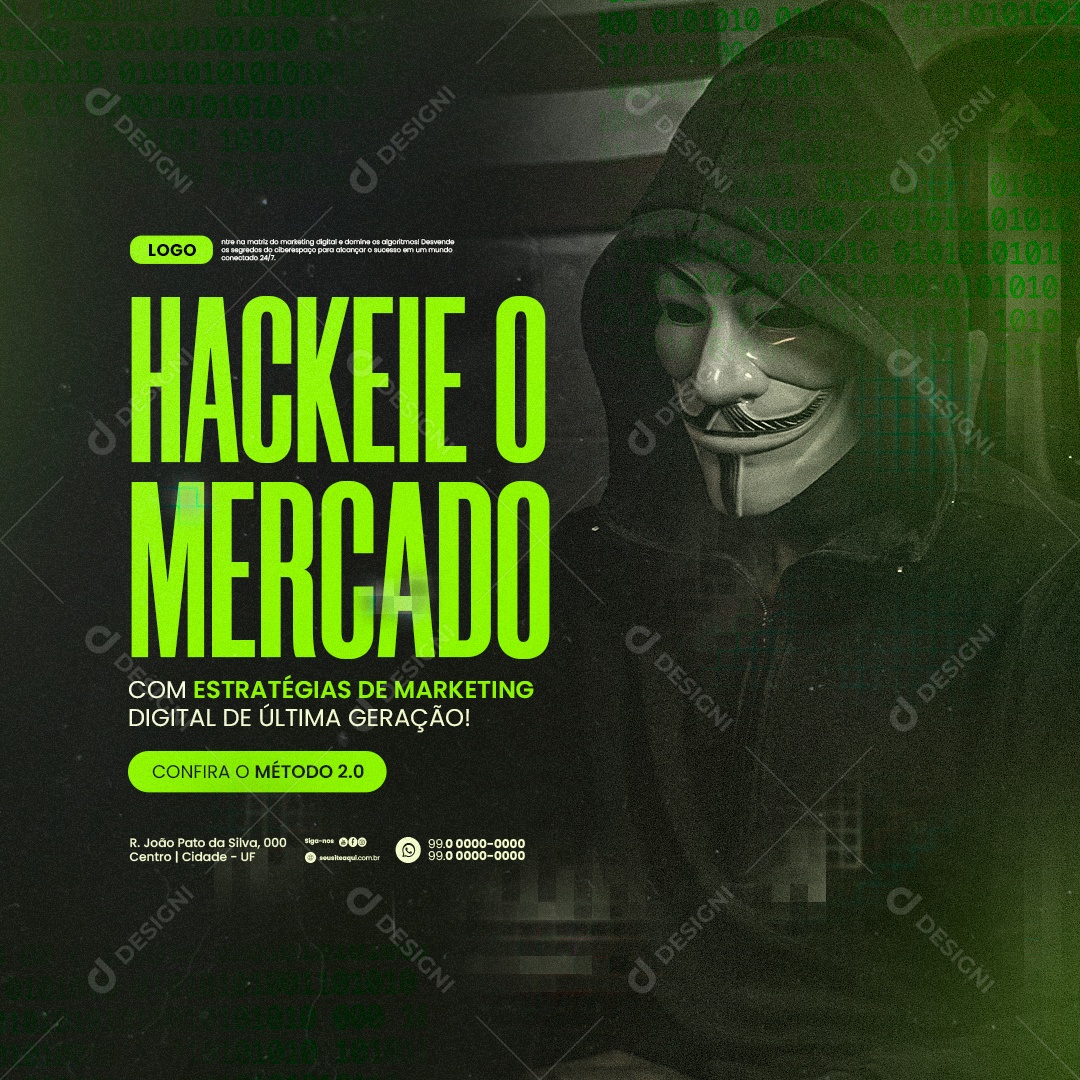 Hackeie o Mercado com Estratégias de Marketing Digital Social Media PSD Editável