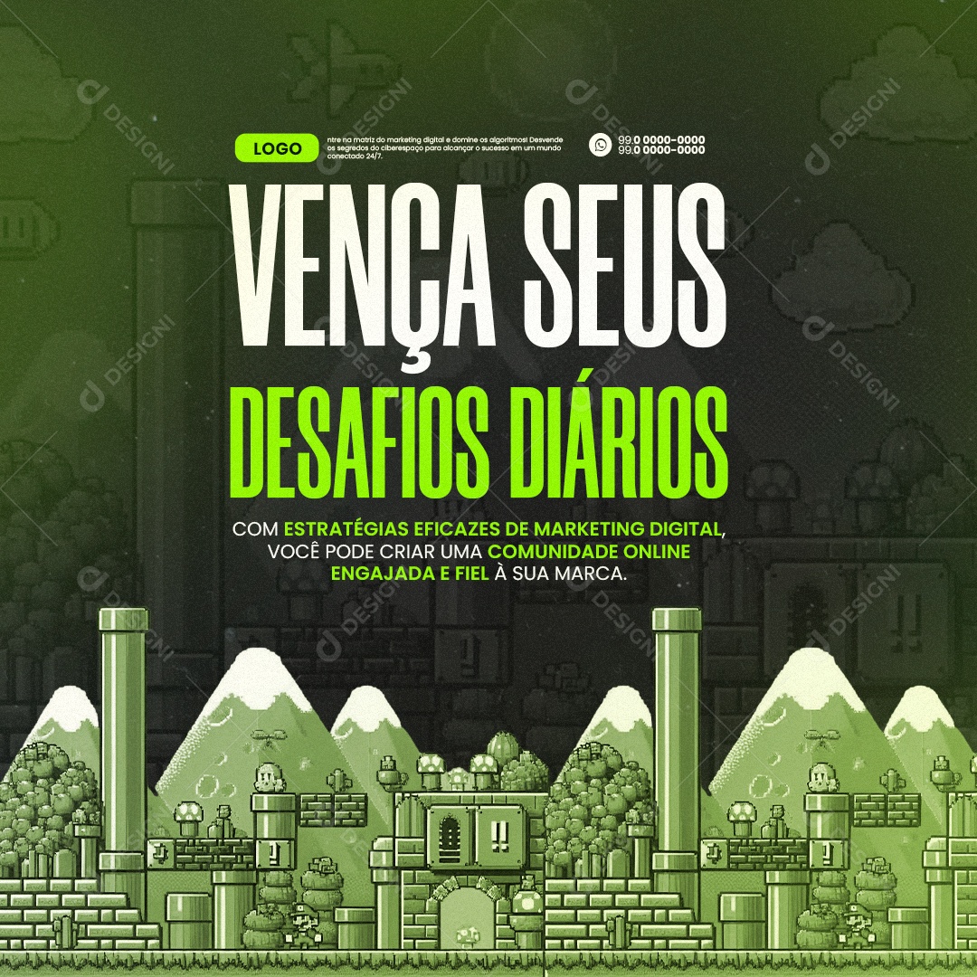 Marketing Digital Vença seus Desafios Diários Social Media PSD Editável